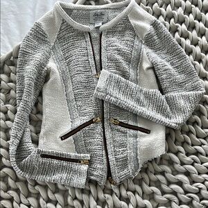 Lucky Brand Gray Blazer with Textured Knit and Stand-Up Collar